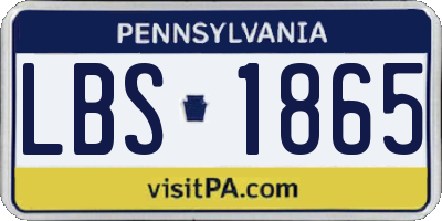 PA license plate LBS1865