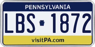 PA license plate LBS1872