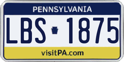 PA license plate LBS1875