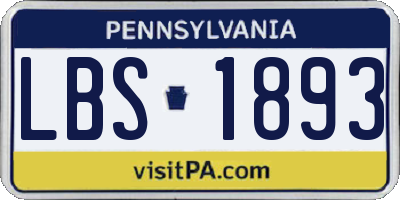 PA license plate LBS1893