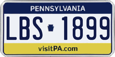 PA license plate LBS1899