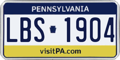 PA license plate LBS1904