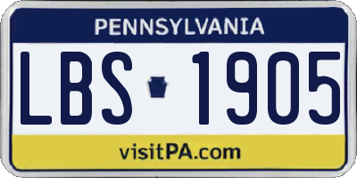 PA license plate LBS1905