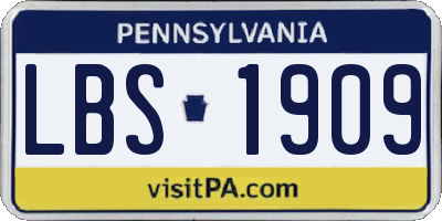 PA license plate LBS1909