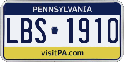 PA license plate LBS1910