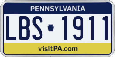 PA license plate LBS1911