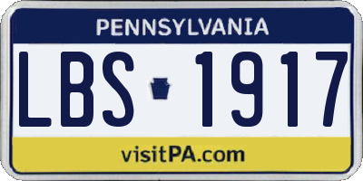 PA license plate LBS1917