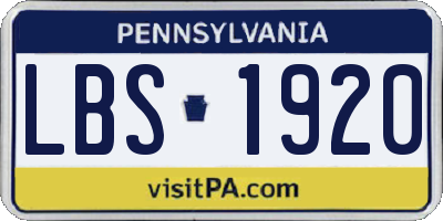 PA license plate LBS1920