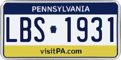 PA license plate LBS1931
