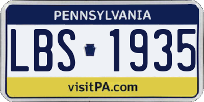PA license plate LBS1935