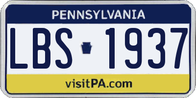 PA license plate LBS1937