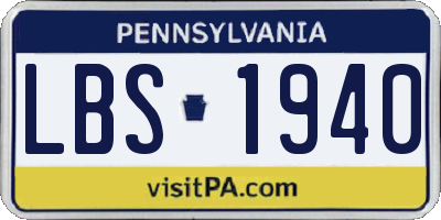 PA license plate LBS1940