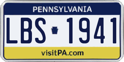 PA license plate LBS1941