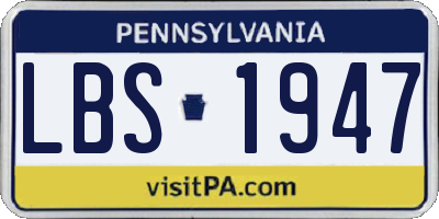 PA license plate LBS1947