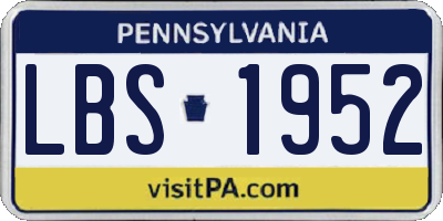 PA license plate LBS1952