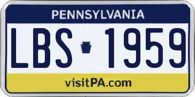 PA license plate LBS1959