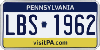 PA license plate LBS1962