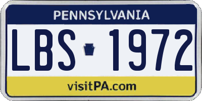 PA license plate LBS1972