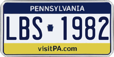 PA license plate LBS1982