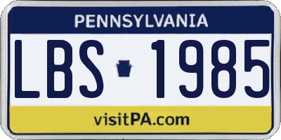 PA license plate LBS1985