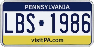PA license plate LBS1986