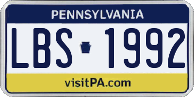 PA license plate LBS1992