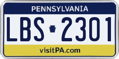 PA license plate LBS2301