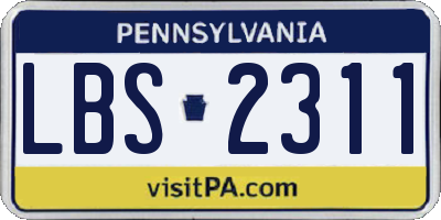 PA license plate LBS2311