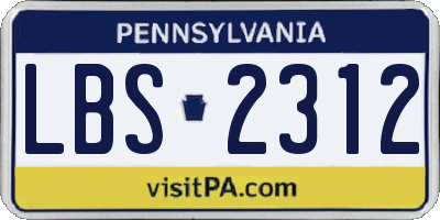 PA license plate LBS2312