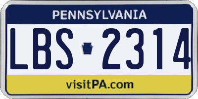PA license plate LBS2314