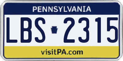 PA license plate LBS2315