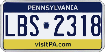PA license plate LBS2318