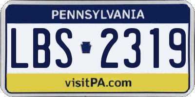 PA license plate LBS2319