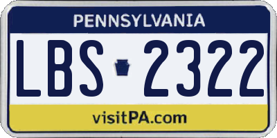 PA license plate LBS2322