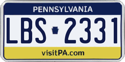 PA license plate LBS2331