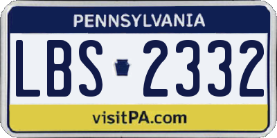 PA license plate LBS2332