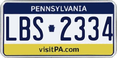 PA license plate LBS2334