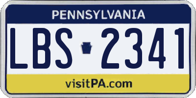 PA license plate LBS2341
