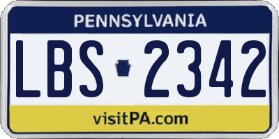 PA license plate LBS2342