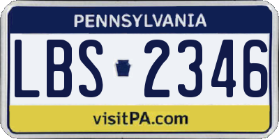 PA license plate LBS2346