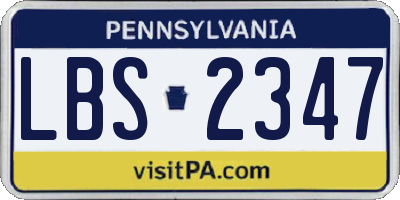 PA license plate LBS2347