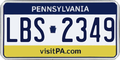 PA license plate LBS2349