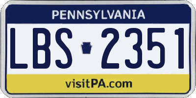 PA license plate LBS2351