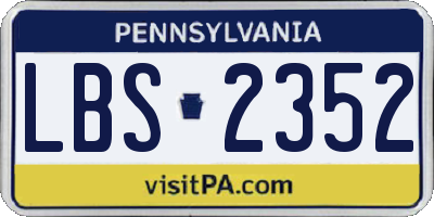 PA license plate LBS2352