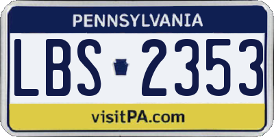 PA license plate LBS2353