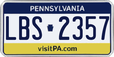 PA license plate LBS2357