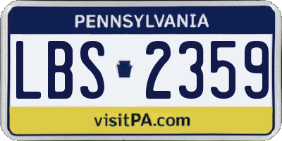 PA license plate LBS2359
