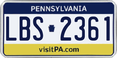 PA license plate LBS2361