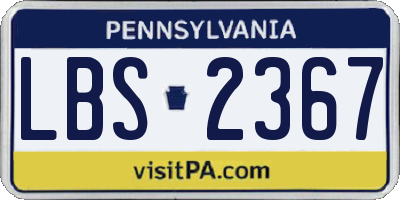 PA license plate LBS2367