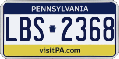 PA license plate LBS2368